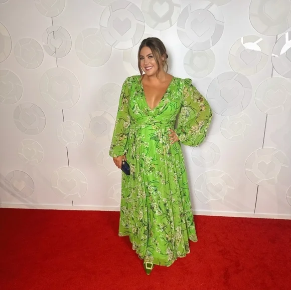 Ienna for Mac Duggal Floral Long Sleeve Chiffon A-Line Gown Sz 14 NWT 56013 - Picture 12 of 14